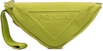 Prada Clutch Canapa Triangle Logo con cinturino da polso 2021-2025 - Verde