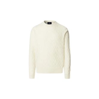 Hackett Jersey de lana de cordero con cuello redondo y ochos - Knitwear - Hombre - Blanco - XL