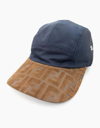 Fendi Mens Fendi Limited Edition FF Nylon Baseball Cap Navy/brown - Size: OS