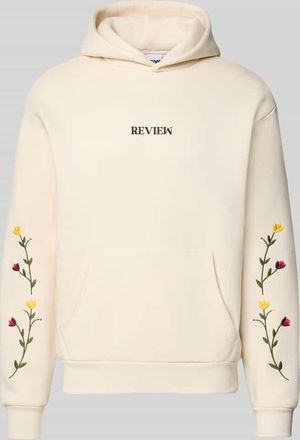 Review Regular Fit Hoodie mit Logo-Stitching in Ecru, Gr&ouml;&szlig;e XXL
