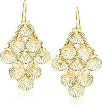 Ross-Simons Italian 10kt Yellow Gold Seashell Chandelier Earrings