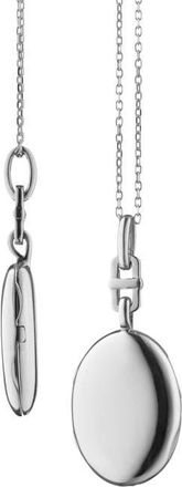 Monica Rich Kosann Eve Slim Oval Locket Necklace in Silver at Nordstrom, Size 18