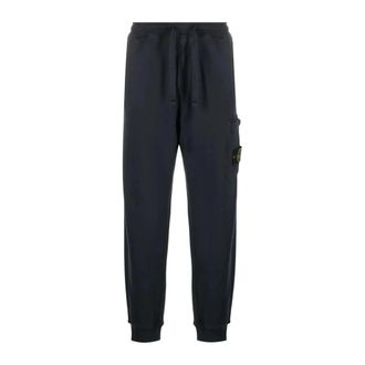 Stone Island Pantalon de jogging &agrave; patch logo - Heren - Sweatpants - Blauw - S - Katoen - Broeken