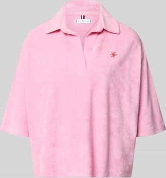 Tommy Hilfiger Loose Fit Poloshirt in Frottee-Optik in Rosa, Gr&ouml;&szlig;e XS