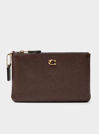 Coach Womens Leather zip clutch with wrist strap