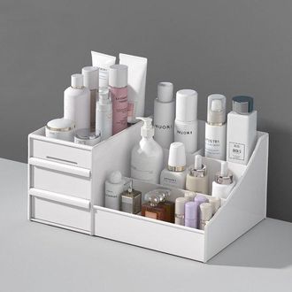 OEM Organizador De Maquillaje Con 2 Cajones, Ba&ntilde;o, Caja De Maquillaje, Almacenamiento Para Productos De Cuidado De La Piel, Azul