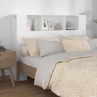 Berkfield Home Headboard Cabinet White 140x18.5x104.5 cm
