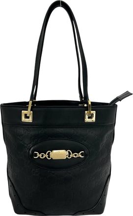 Gucci Black Leather Handbag Shoulder Bag Tote Bag (Pre-Owned)
