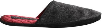 Dolce & Gabbana Dark Grey Charcoal Wool Red Slippers Mens Shoes