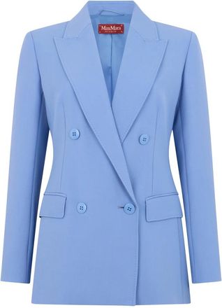 Max Mara Fitted Wool Crepe Blazer - Dames - Blazers - Blauw - 2XS - Wol - Jassen