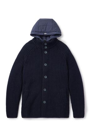 Herno Shell-Trimmed Padded Virgin Wool Hooded Jacket