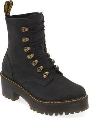 Dr. Martens Leona Combat Boot in Black at Nordstrom Rack, Size 10Us/ 8Uk