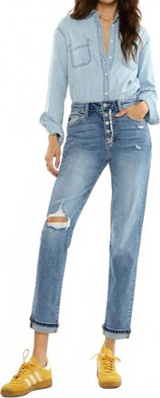 Kancan Stormi High Rise Mom Jeans In Blue