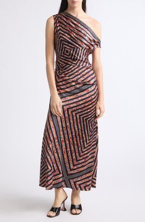 Staud Phare One-Shoulder Stretch Silk Dress in Studio at Nordstrom, Size 12