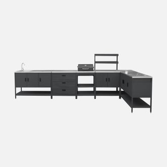 Sweeek Cucina Da Esterno Modulare Con Barbecue A Carbonella, 6 Moduli