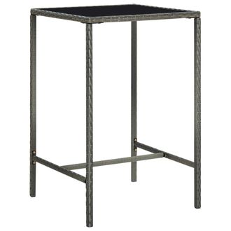 vidaXL Mesa Alta De Jard&iacute;n Rat&aacute;n Sint&eacute;tico Y Vidrio Gris 70x70x110 Cm Vidaxl