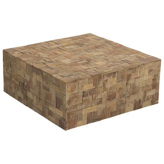 Beliani Beliani - Mesa De Centro De Madera De Teca Clara 80 X 80 Cm Mosaico Moderno Gambo