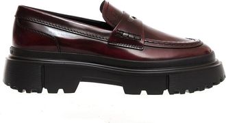 Hogan Leather Tank Moccasin - Dames - Loafers - Rood - 37 EU - Leer - Schoenen