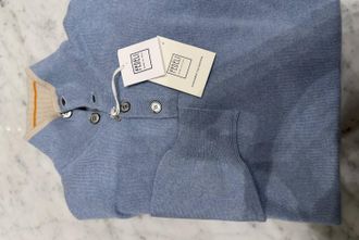 Fedeli Mens Quarter Button Up Sweater In Light Blue