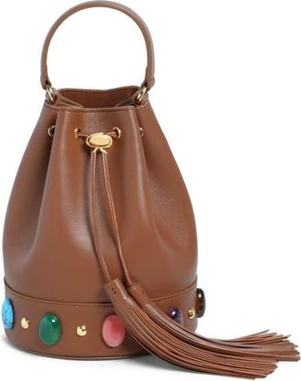 Gianvito Rossi Sienna Shanti Bag in Brown Raffia And Leather at Nordstrom, Size Medium