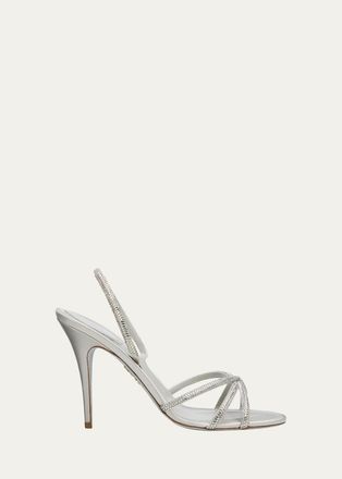 Rene Caovilla 100mm Embellished Metallic Leather Sandals