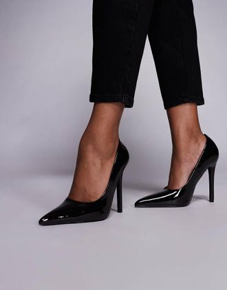 Simmi London Simmi London - Alez - Scarpe con tacco in vernice color cioccolato-Marrone