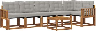 vidaXL Conjunto De Sof&aacute;s De Exterior 7 Uds. Gris Natural Y Claro Vidaxl