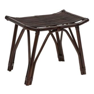 Jonathan Y Designs Gabriel Modern Bohemian Handcrafted Rattan/Teak Wood Curved Seat Accent Stool in Dark Brown at Nordstrom