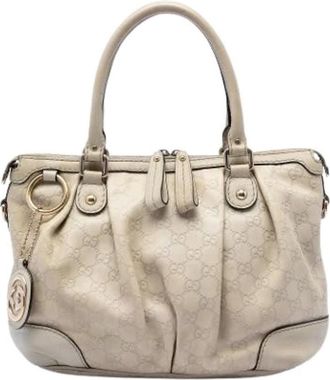 Gucci Pre-owned Sukey - Dames - Vintage Handtas - Beige - ONE Size - Leer - Vintage