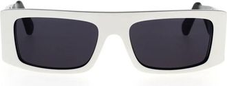 GCDS Rechthoekige zonnebril in wit en zwart - unisex - Zonnebrillen - Wit - 57 MM - Accessoires