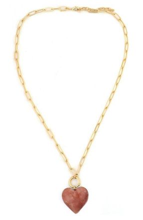 Panacea Stone Heart Pendant Necklace in Pink at Nordstrom
