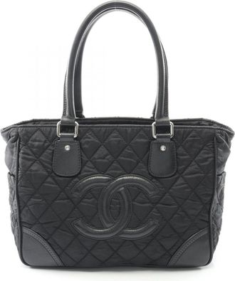 Chanel Black Nylon Leather Tote Bag (Pre-Owned)
