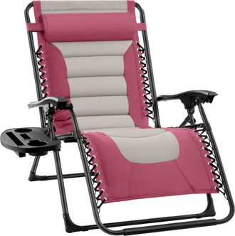 Best Choice Products Oversized Padded Zero Gravity Chair, Folding Outdoor Patio Recliner w/ Side Tray