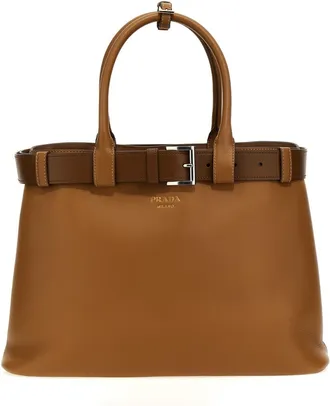 Prada Brown Buckle Large Handbag