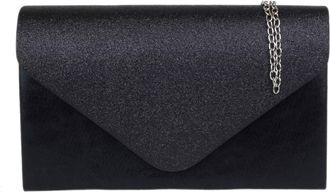 Girly HandBags Womens Glitter Flap Shimmer Clutch Bag - Black