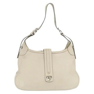 Ferragamo Pre-owned Gancini Shoulder Bag - Dames - Pre-owned - Beige - Maat: ONE Size Leer