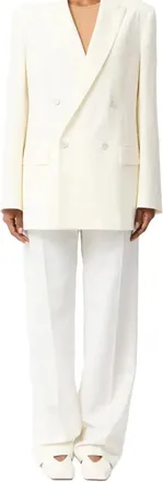 Maison Margiela Double-Breasted Wool-Blend Blazer - White