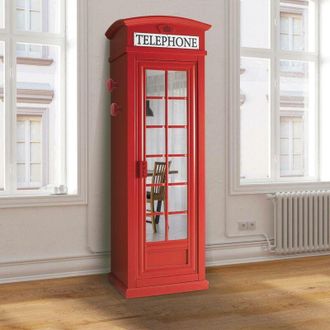Dmora Dmora Armario cabina Telef&oacute;nica De Londres Con 3 Estantes Y Puerta De Espejo, Made In Italy, Armario De Dormitorio, Cm 68x55h215, Color Rojo