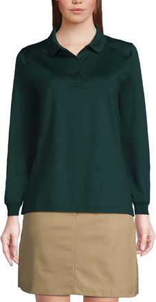Lands End School Uniform Long Sleeve Rapid Dry Polo Shirt in Evergreen at Nordstrom, Size X-Large