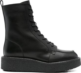 Geox 40mm Elidea lace-up platform boots - women - Nappa Leather/Nappa Leather/Polyester/Wool/Polyurethane/Synthetic Rubber - 37 - Black