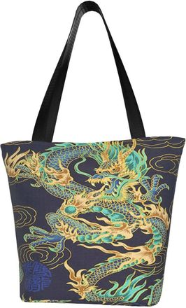 AOOEDM Tradition Chinese Dragon Reusable Tote Bag Women Casual Handbag Shoulder Bags for Shopping Groceries Travel Outdoors