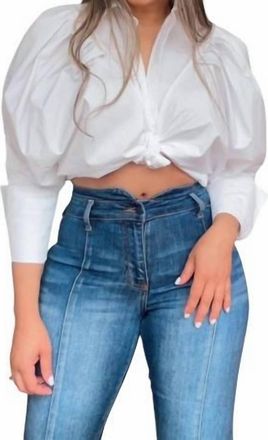 Gracia Fluffy Sleeves Top In White