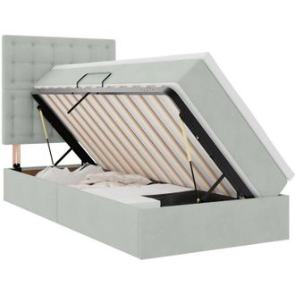 vidaXL Storage Bed with Mattress Light Grey 90 x 190 cm Velvet vidaXL