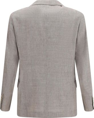 Brunello Cucinelli Mens Deconstructed Linen And Wool Chevron Jacket Brown Chiaro Linen; Merino Ovis Aries