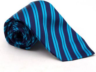Eton Silk Diagonal Blue Stripe Tie