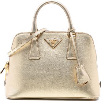 Prada Gold Small Saffiano Lux Promenade Satchel