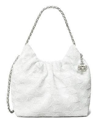 Tory Burch mini Fleming sequin shoulder bag - White