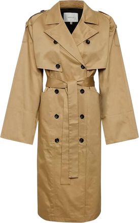 Gestuz Mia double-breasted belted trench coat - Brown