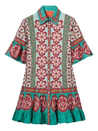 La DoubleJ Choux floral-print ruffled mini dress - Green