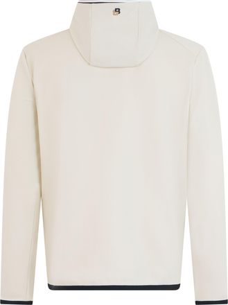 HUGO BOSS Mens Zip-Up Sweatshirt White Technical Fabric Open Polyester Top